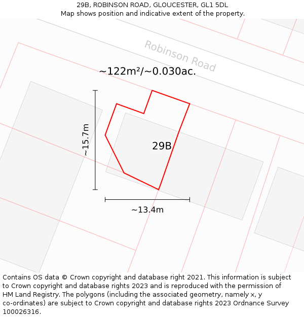29B, ROBINSON ROAD, GLOUCESTER, GL1 5DL: Plot and title map