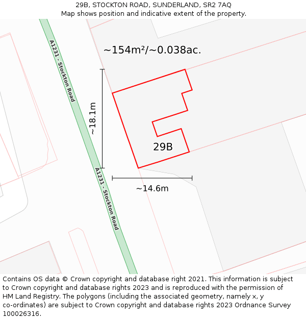 29B, STOCKTON ROAD, SUNDERLAND, SR2 7AQ: Plot and title map