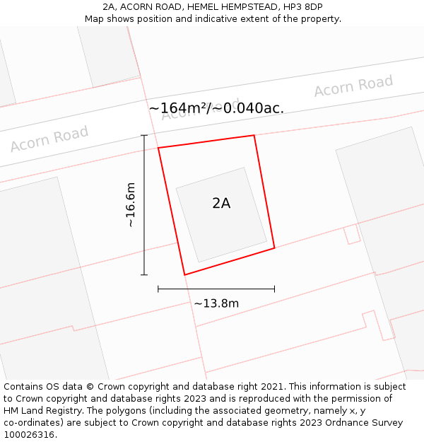 2A, ACORN ROAD, HEMEL HEMPSTEAD, HP3 8DP: Plot and title map