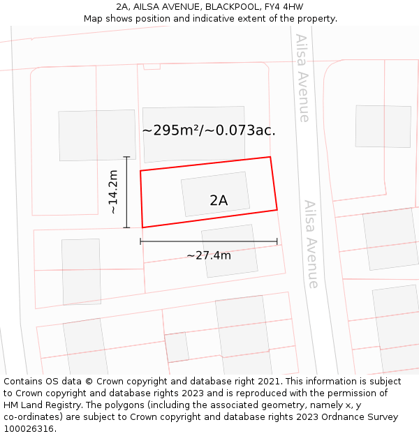 2A, AILSA AVENUE, BLACKPOOL, FY4 4HW: Plot and title map