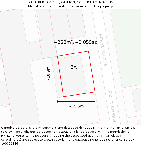 2A, ALBERT AVENUE, CARLTON, NOTTINGHAM, NG4 1HN: Plot and title map