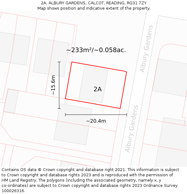 2A, ALBURY GARDENS, CALCOT, READING, RG31 7ZY: Plot and title map
