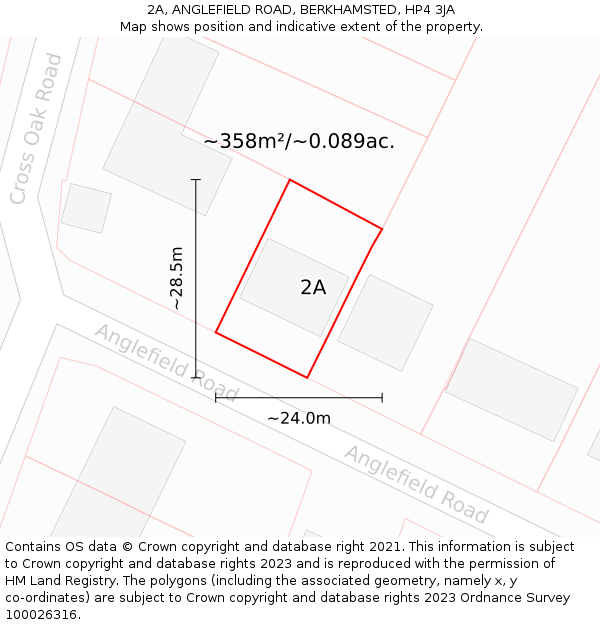 2A, ANGLEFIELD ROAD, BERKHAMSTED, HP4 3JA: Plot and title map