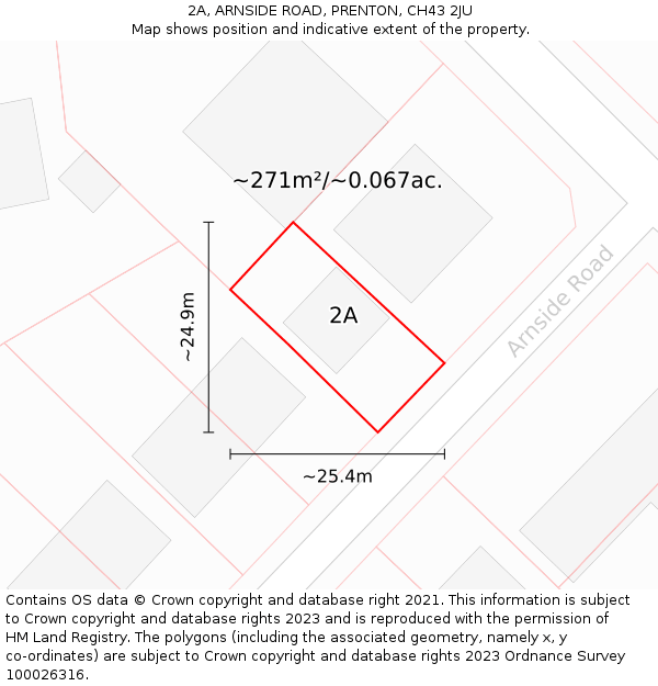 2A, ARNSIDE ROAD, PRENTON, CH43 2JU: Plot and title map