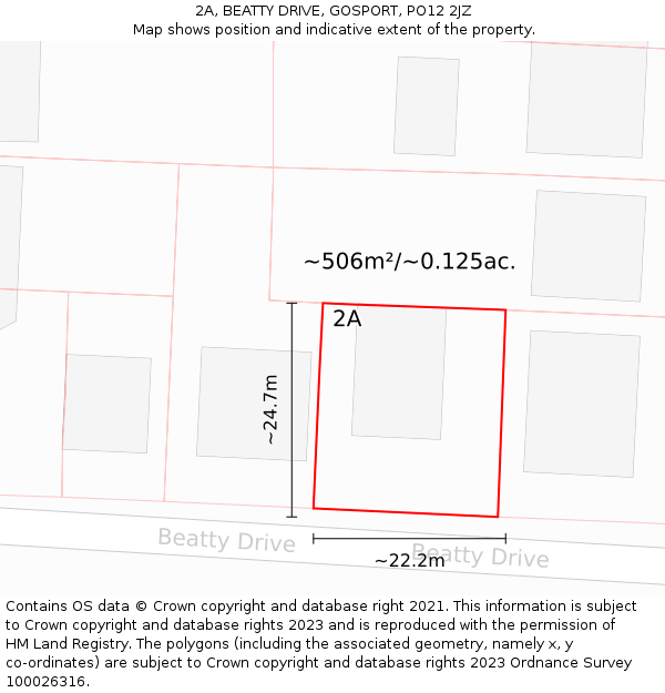 2A, BEATTY DRIVE, GOSPORT, PO12 2JZ: Plot and title map