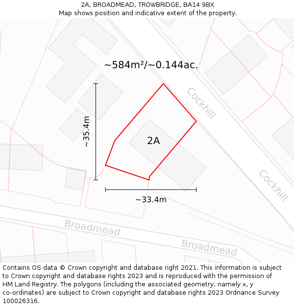 2A, BROADMEAD, TROWBRIDGE, BA14 9BX: Plot and title map