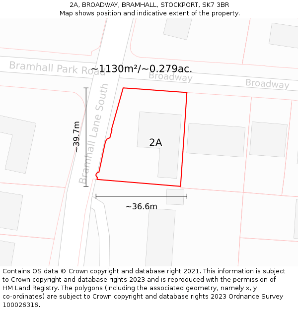 2A, BROADWAY, BRAMHALL, STOCKPORT, SK7 3BR: Plot and title map