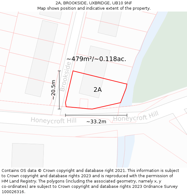 2A, BROOKSIDE, UXBRIDGE, UB10 9NF: Plot and title map