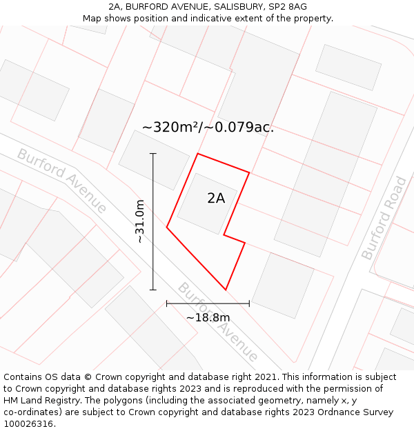 2A, BURFORD AVENUE, SALISBURY, SP2 8AG: Plot and title map
