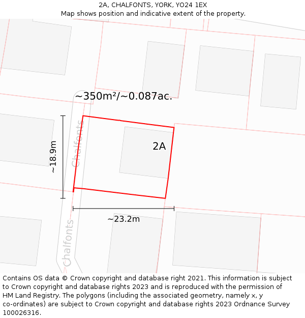 2A, CHALFONTS, YORK, YO24 1EX: Plot and title map