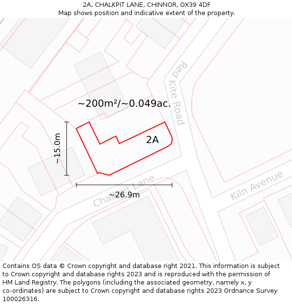 2A, CHALKPIT LANE, CHINNOR, OX39 4DF: Plot and title map