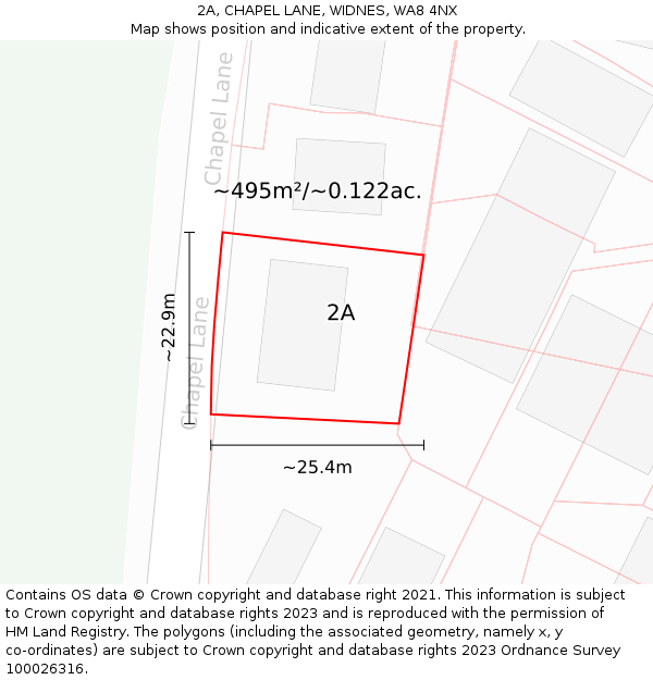 2A, CHAPEL LANE, WIDNES, WA8 4NX: Plot and title map