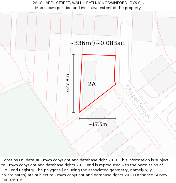 2A, CHAPEL STREET, WALL HEATH, KINGSWINFORD, DY6 0JU: Plot and title map