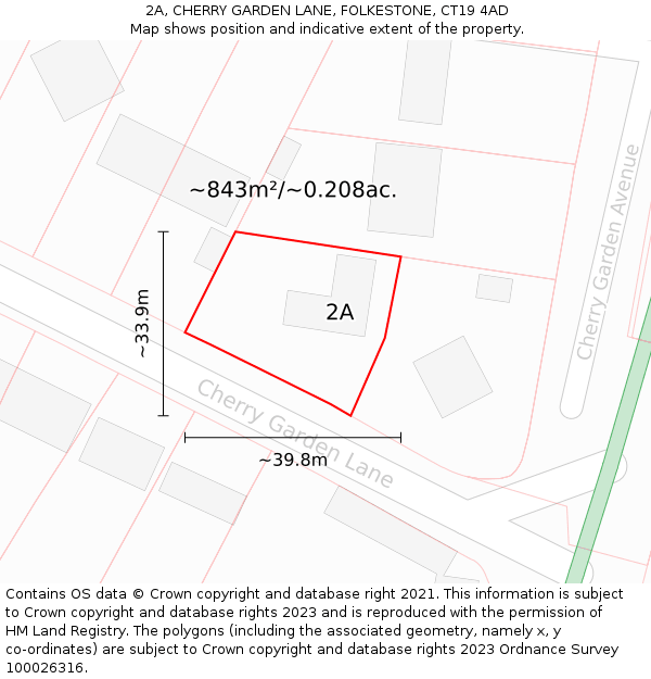 2A, CHERRY GARDEN LANE, FOLKESTONE, CT19 4AD: Plot and title map
