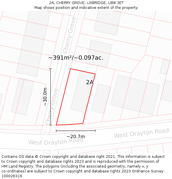 2A, CHERRY GROVE, UXBRIDGE, UB8 3ET: Plot and title map