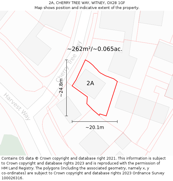 2A, CHERRY TREE WAY, WITNEY, OX28 1GF: Plot and title map