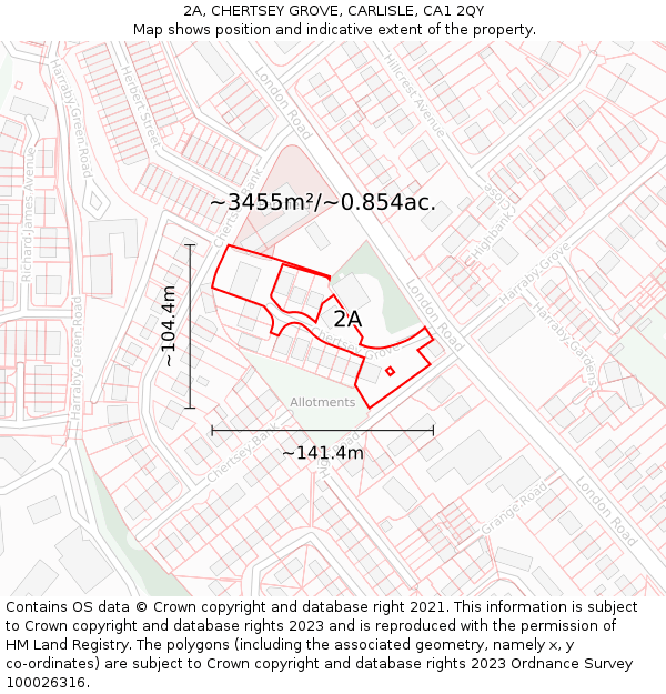 2A, CHERTSEY GROVE, CARLISLE, CA1 2QY: Plot and title map