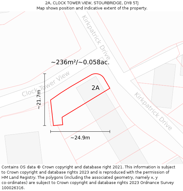 2A, CLOCK TOWER VIEW, STOURBRIDGE, DY8 5TJ: Plot and title map