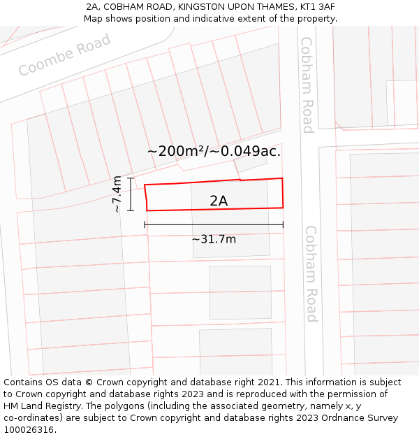 2A, COBHAM ROAD, KINGSTON UPON THAMES, KT1 3AF: Plot and title map