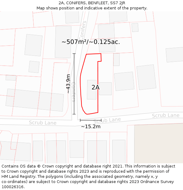 2A, CONIFERS, BENFLEET, SS7 2JR: Plot and title map