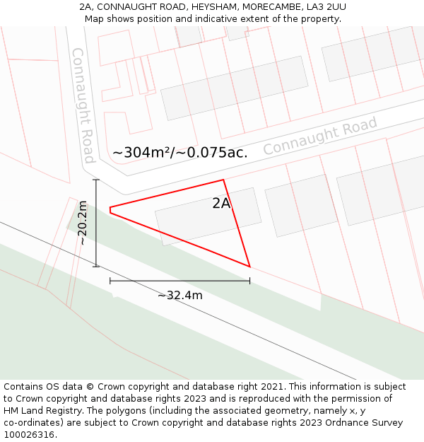 2A, CONNAUGHT ROAD, HEYSHAM, MORECAMBE, LA3 2UU: Plot and title map