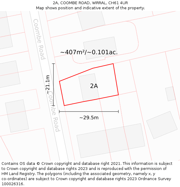 2A, COOMBE ROAD, WIRRAL, CH61 4UR: Plot and title map
