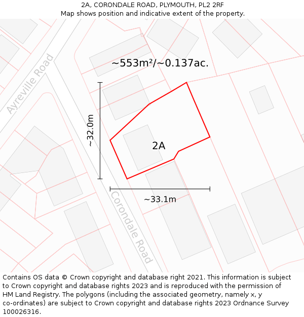 2A, CORONDALE ROAD, PLYMOUTH, PL2 2RF: Plot and title map