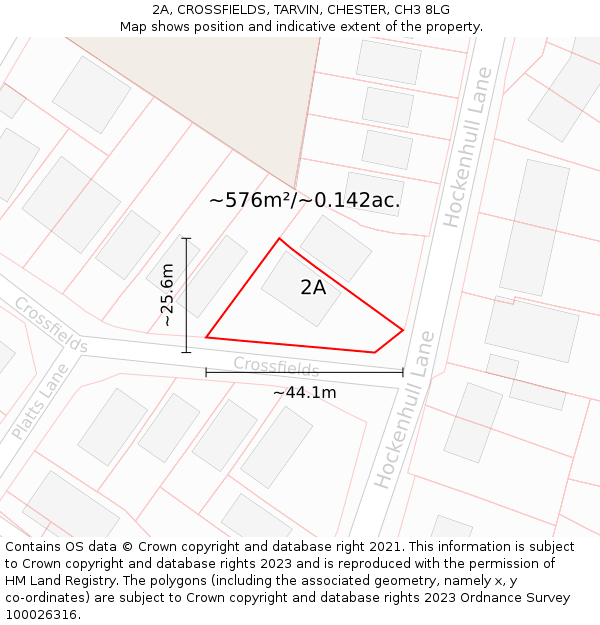 2A, CROSSFIELDS, TARVIN, CHESTER, CH3 8LG: Plot and title map