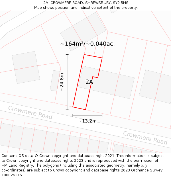 2A, CROWMERE ROAD, SHREWSBURY, SY2 5HS: Plot and title map