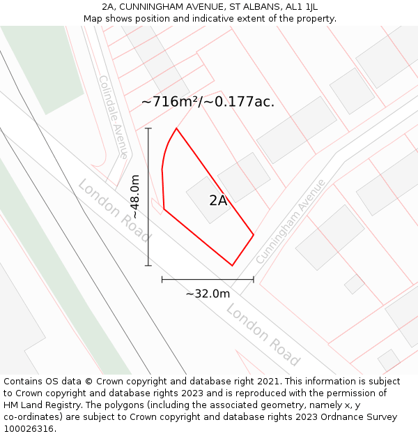 2A, CUNNINGHAM AVENUE, ST ALBANS, AL1 1JL: Plot and title map