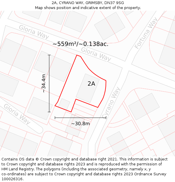 2A, CYRANO WAY, GRIMSBY, DN37 9SG: Plot and title map