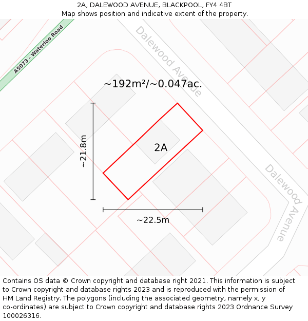 2A, DALEWOOD AVENUE, BLACKPOOL, FY4 4BT: Plot and title map