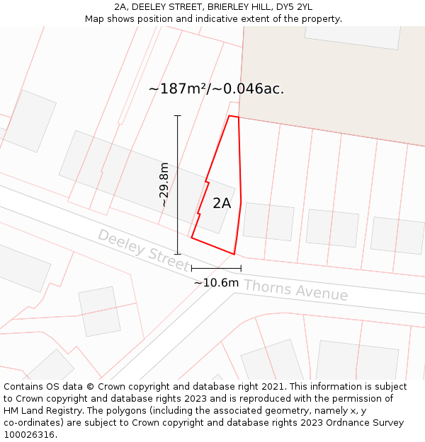 2A, DEELEY STREET, BRIERLEY HILL, DY5 2YL: Plot and title map