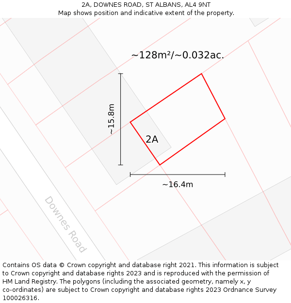 2A, DOWNES ROAD, ST ALBANS, AL4 9NT: Plot and title map
