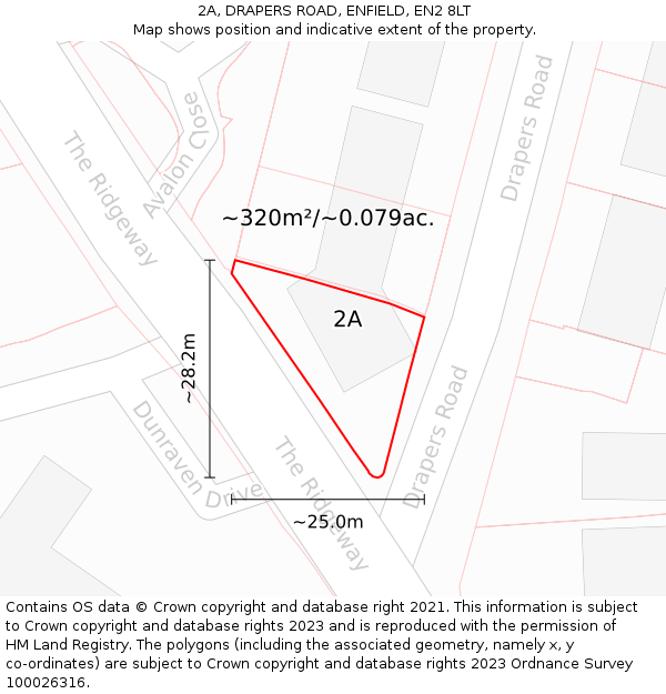 2A, DRAPERS ROAD, ENFIELD, EN2 8LT: Plot and title map