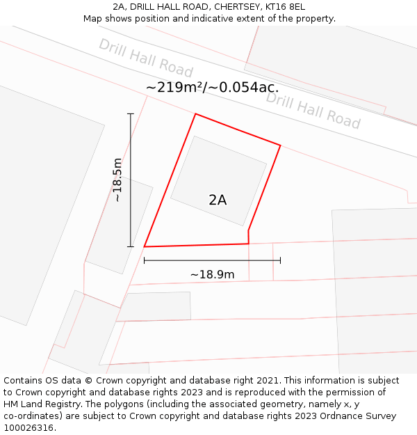 2A, DRILL HALL ROAD, CHERTSEY, KT16 8EL: Plot and title map