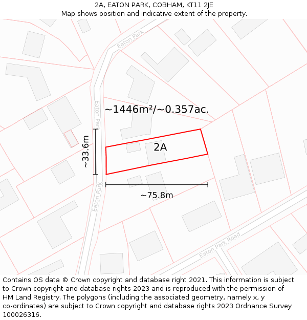 2A, EATON PARK, COBHAM, KT11 2JE: Plot and title map