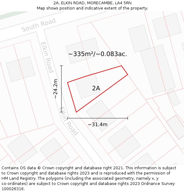 2A, ELKIN ROAD, MORECAMBE, LA4 5RN: Plot and title map