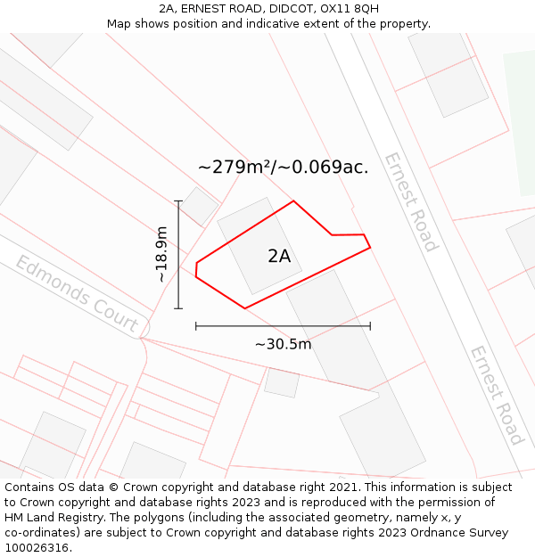 2A, ERNEST ROAD, DIDCOT, OX11 8QH: Plot and title map