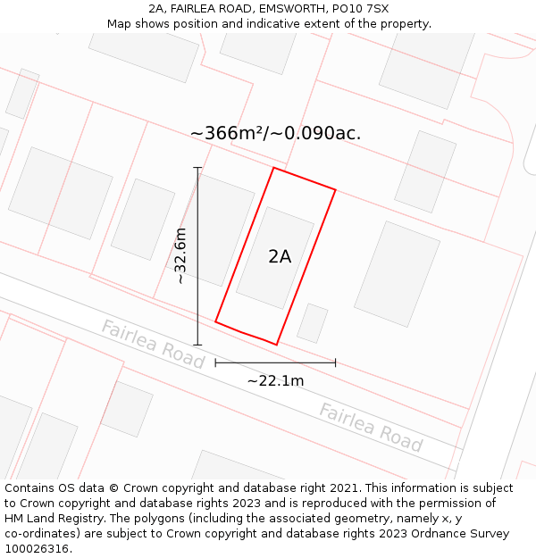 2A, FAIRLEA ROAD, EMSWORTH, PO10 7SX: Plot and title map