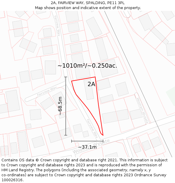 2A, FAIRVIEW WAY, SPALDING, PE11 3PL: Plot and title map