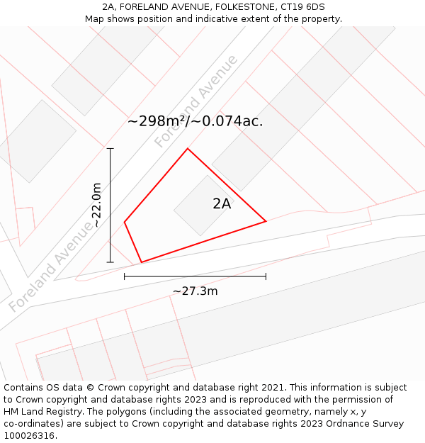 2A, FORELAND AVENUE, FOLKESTONE, CT19 6DS: Plot and title map