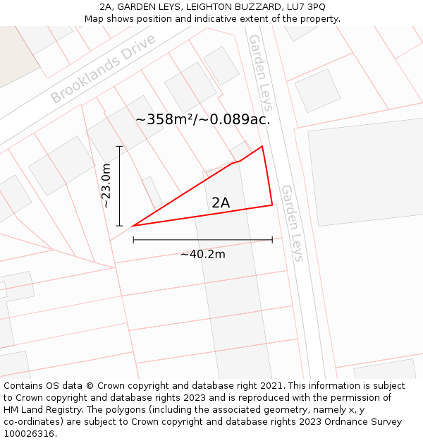 2A, GARDEN LEYS, LEIGHTON BUZZARD, LU7 3PQ: Plot and title map
