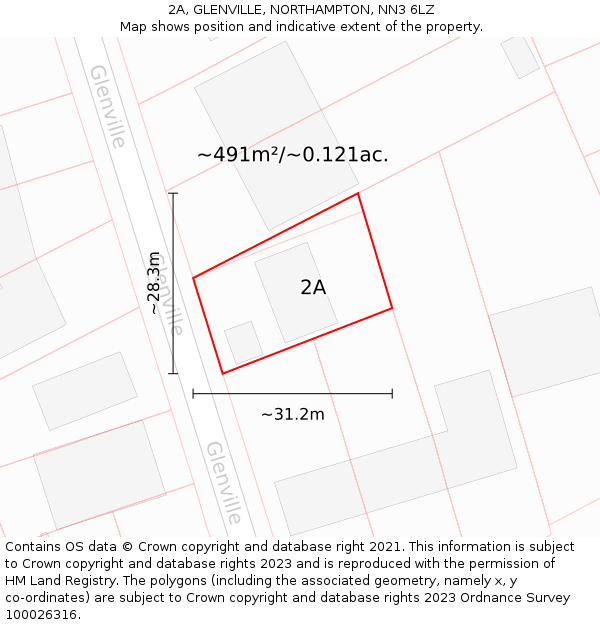 2A, GLENVILLE, NORTHAMPTON, NN3 6LZ: Plot and title map
