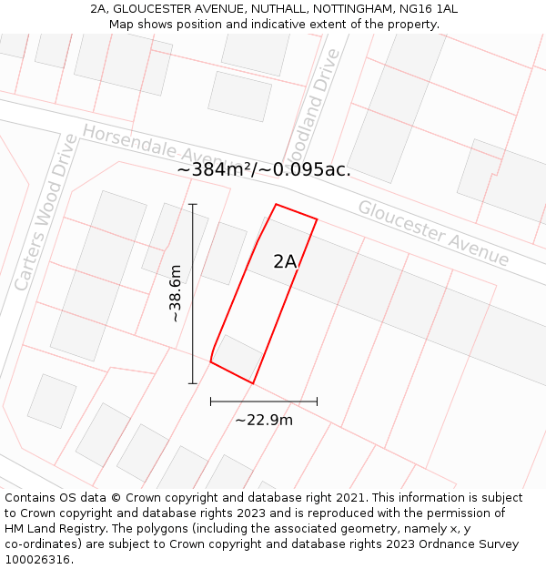 2A, GLOUCESTER AVENUE, NUTHALL, NOTTINGHAM, NG16 1AL: Plot and title map