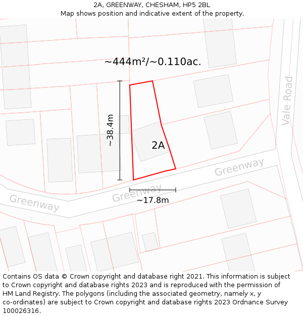 2A, GREENWAY, CHESHAM, HP5 2BL: Plot and title map