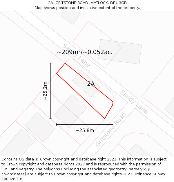 2A, GRITSTONE ROAD, MATLOCK, DE4 3GB: Plot and title map