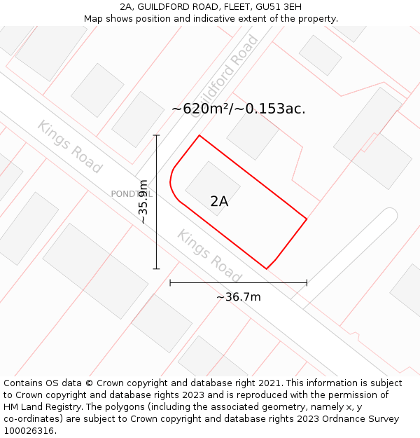 2A, GUILDFORD ROAD, FLEET, GU51 3EH: Plot and title map