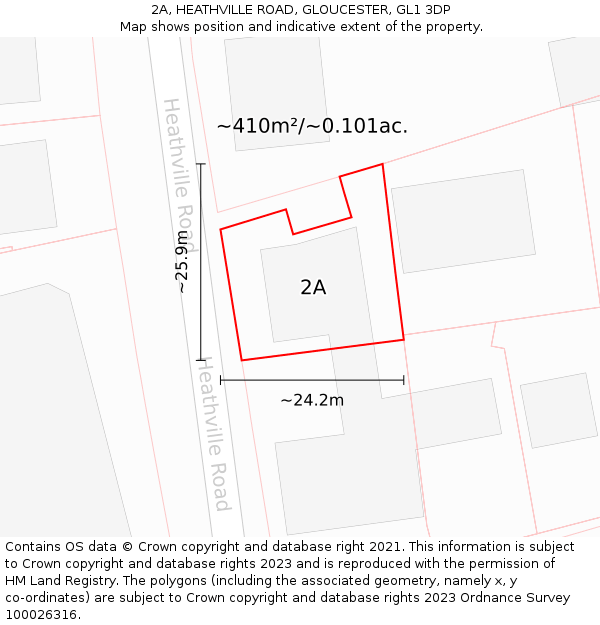 2A, HEATHVILLE ROAD, GLOUCESTER, GL1 3DP: Plot and title map