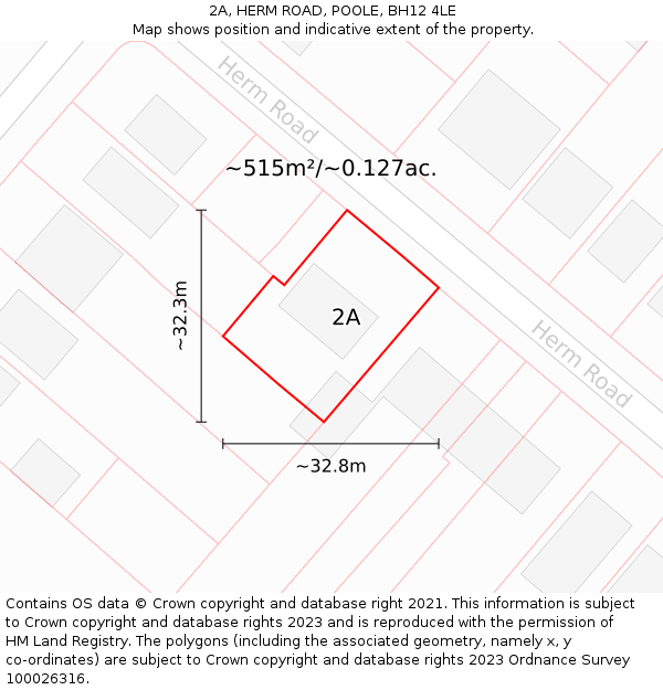 2A, HERM ROAD, POOLE, BH12 4LE: Plot and title map